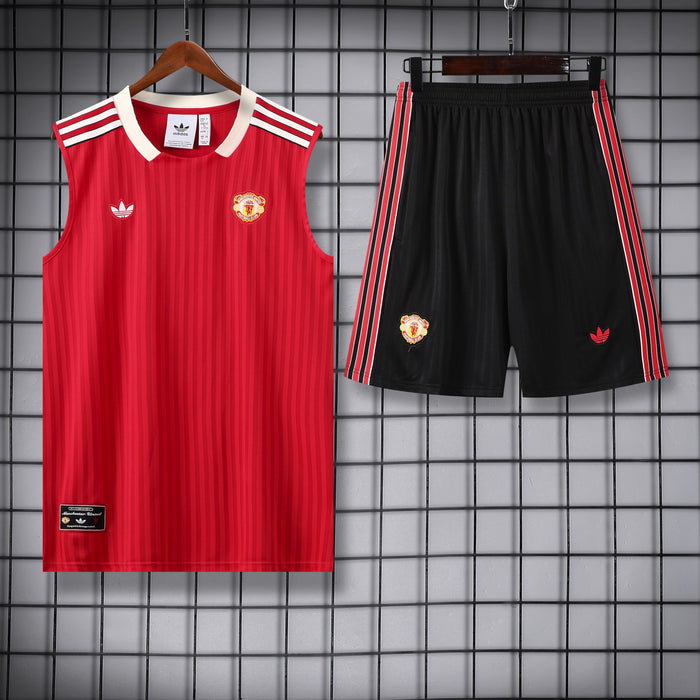 Manchester United  Sleeveless Training Kit Red stripes