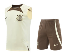 Corinthians Sleeveless Training Kit - Coffee/Cream